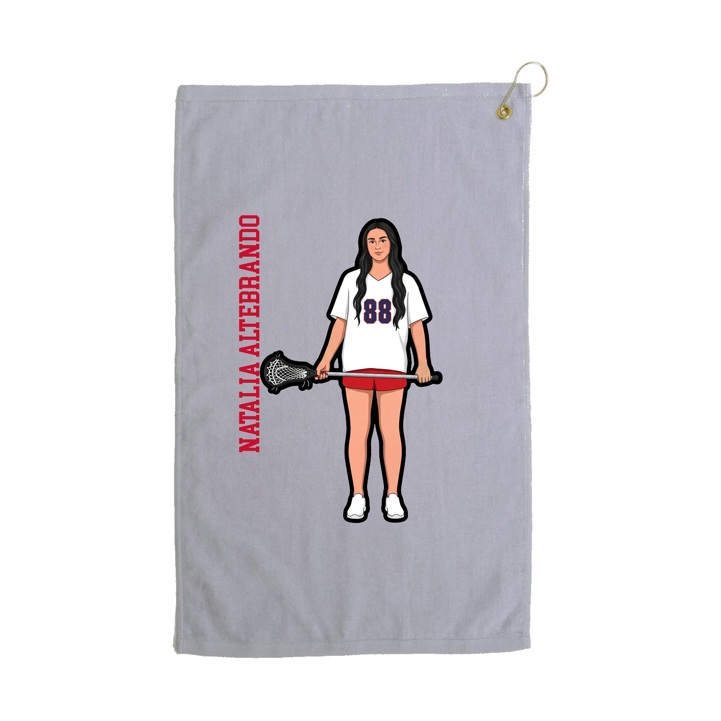 Golf Towel — Name Vertical in Grey
