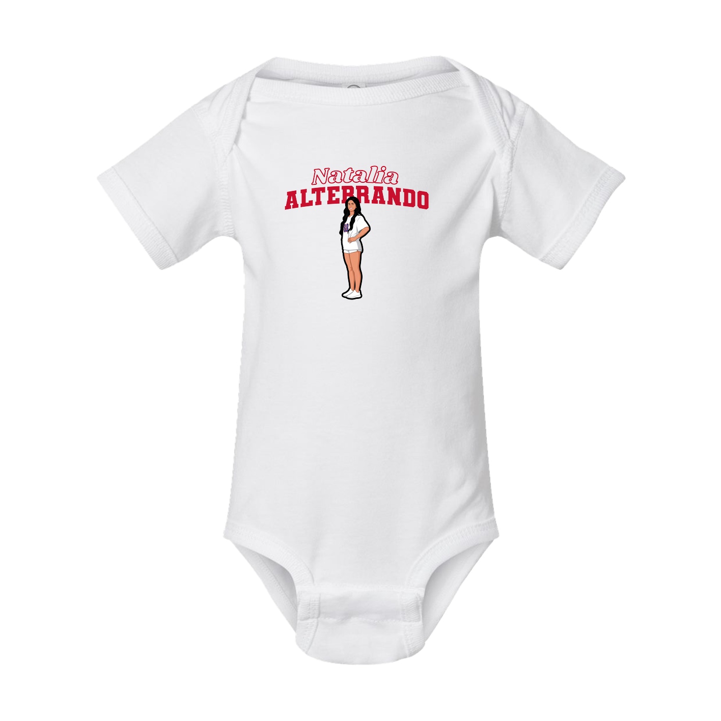 Baby Onesie — Name Arch in White