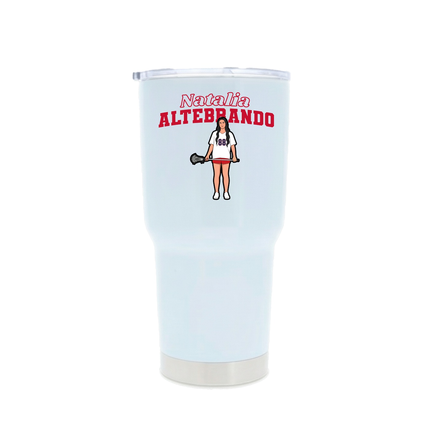 30oz Stainless Steel Tumbler — Name Arch in White