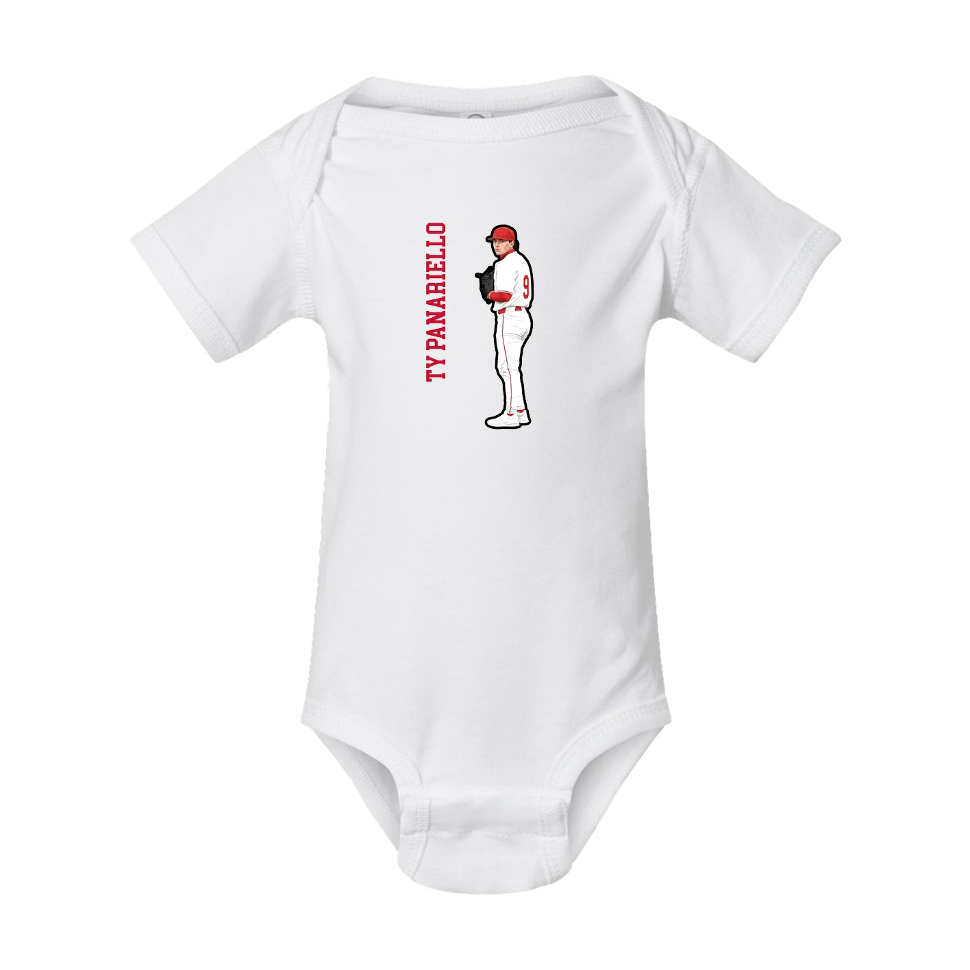 Baby Onesie — Name Vertical in White