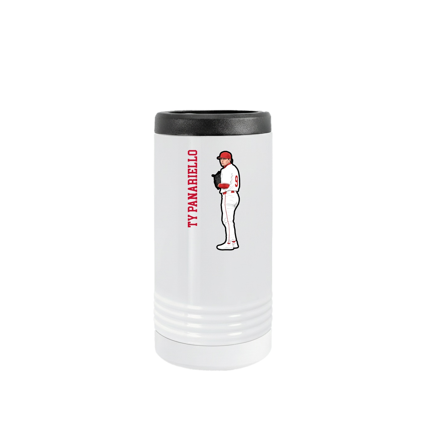 Slim Beverage Holder — Name Vertical in White