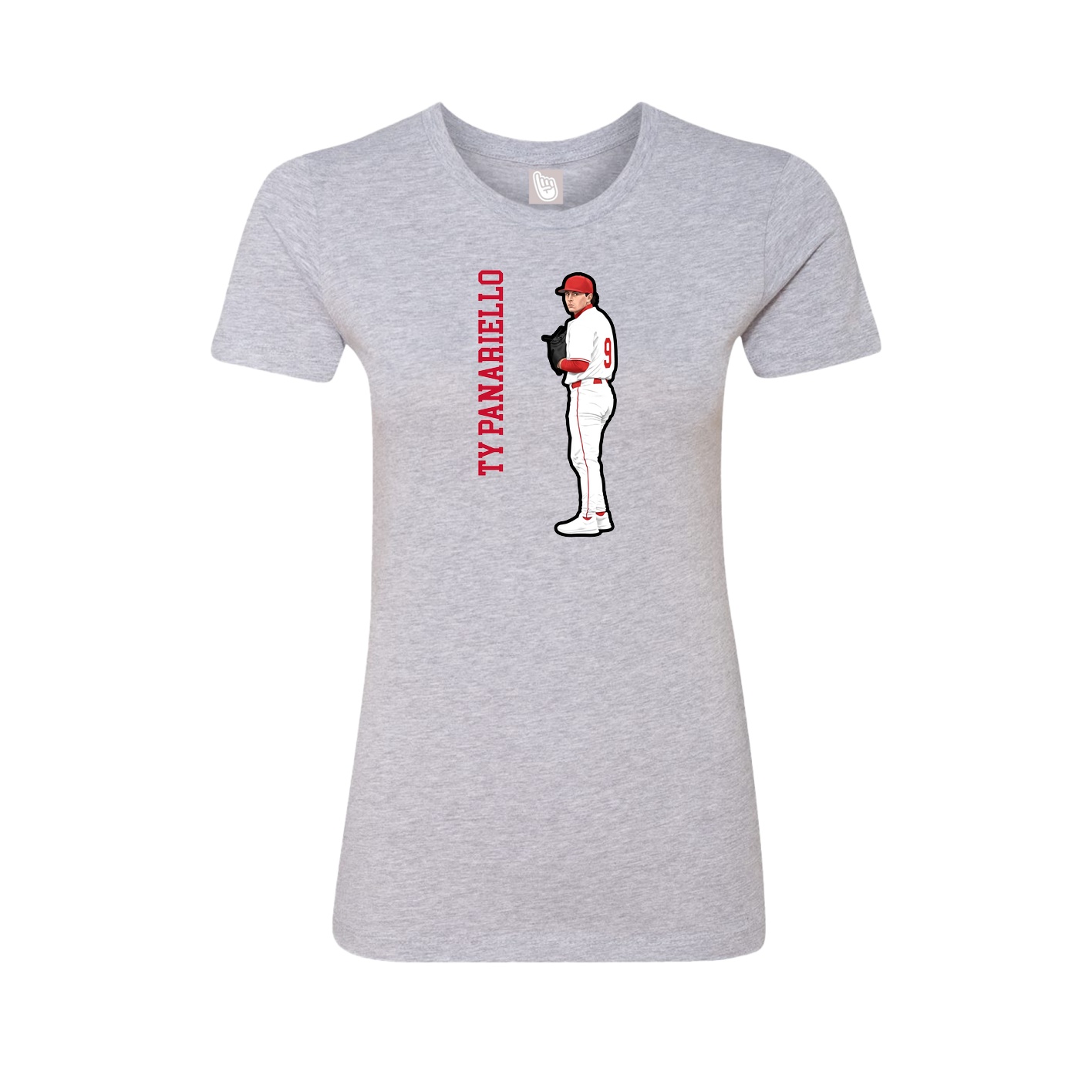 Fitted Women's Tee — Name Vertical in Grey