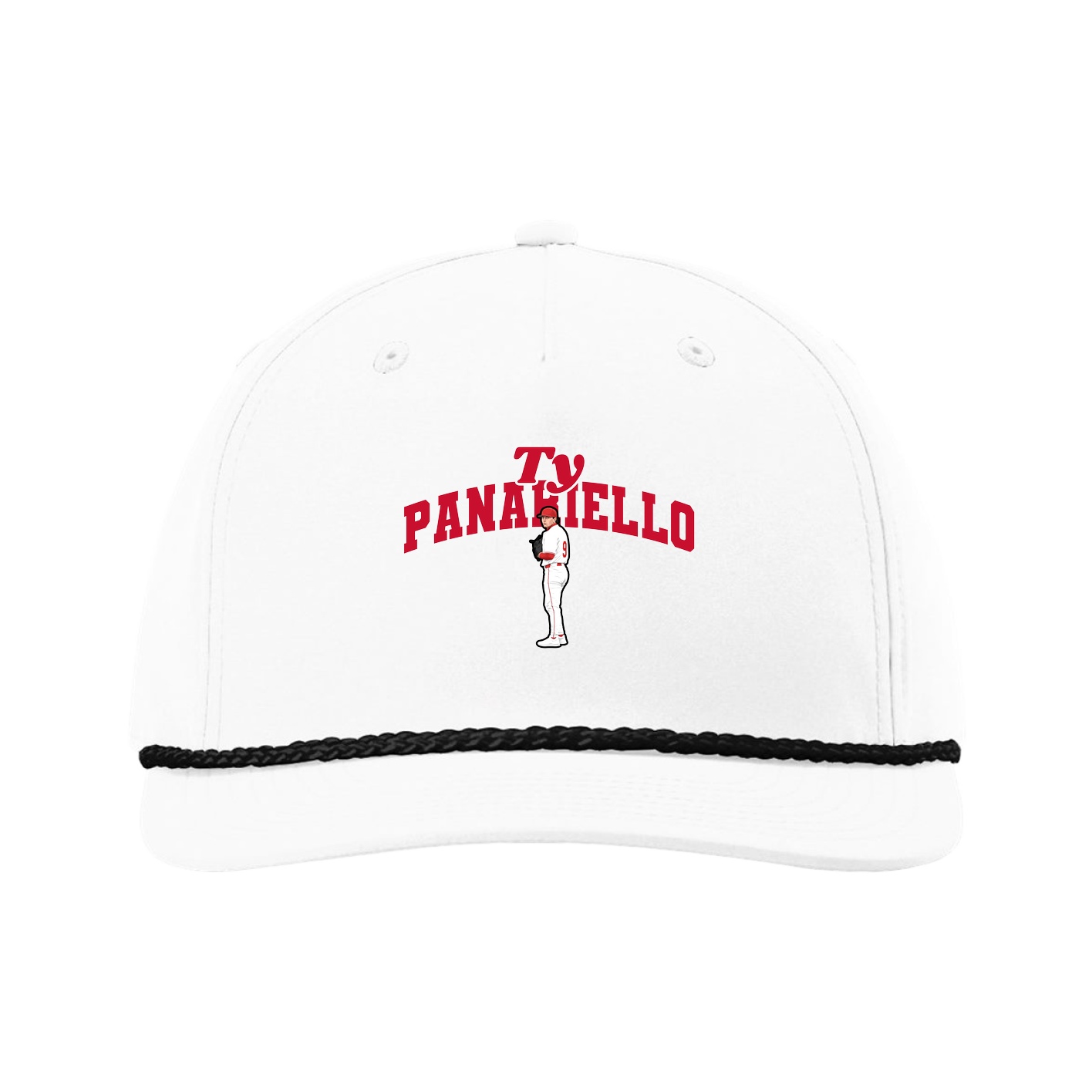Five-Panel Classic Rope Cap — Signature Arch in White