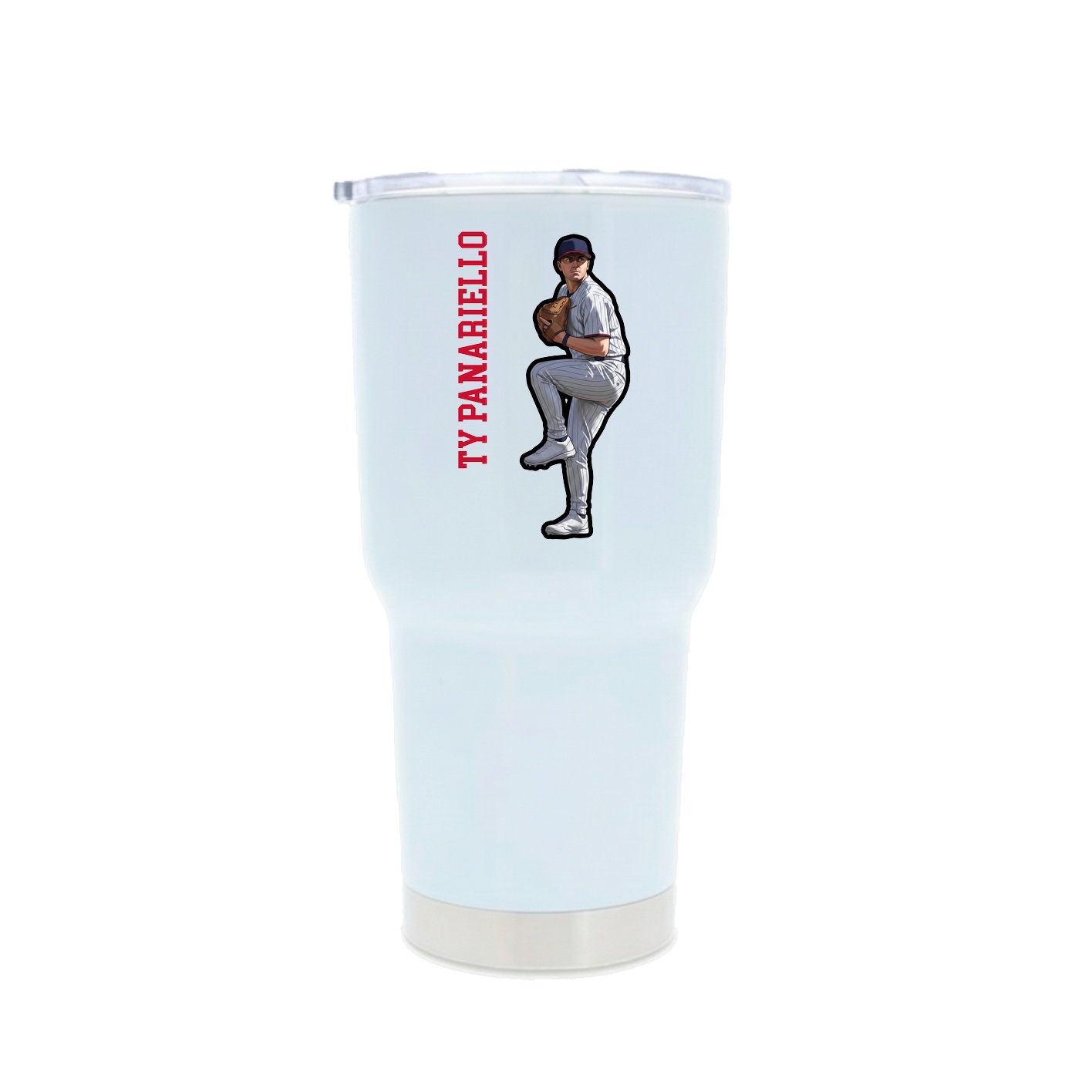 30oz Stainless Steel Tumbler — Name Vertical in White