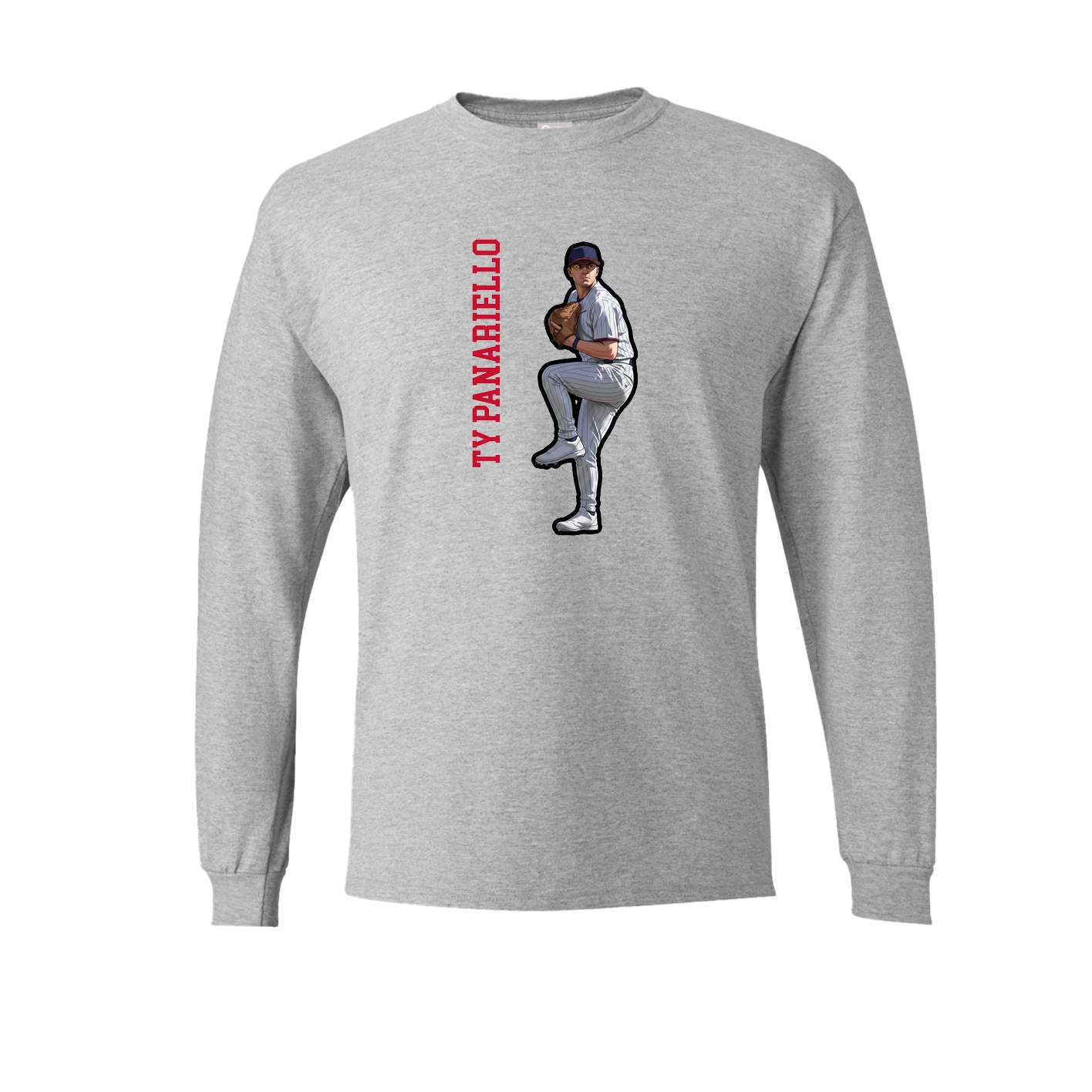 Long Sleeve Tee — Name Vertical in Grey