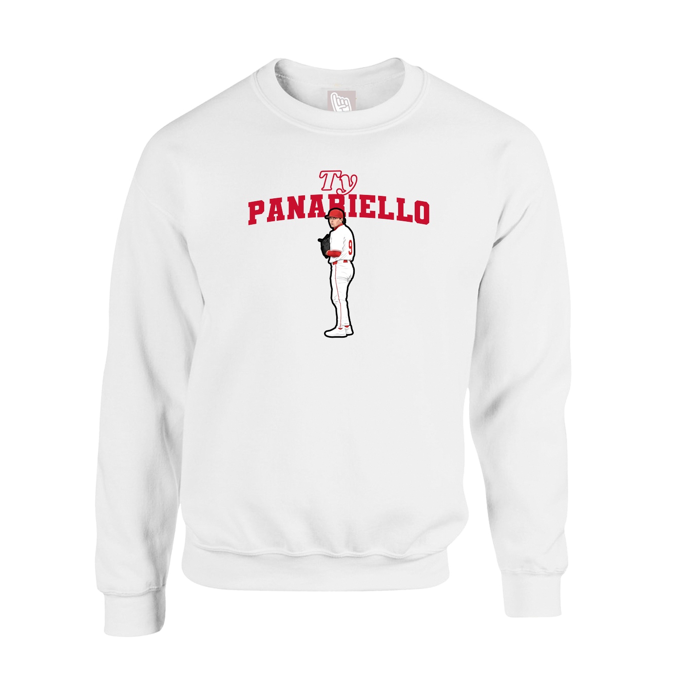 Fleece Crew — Name Arch in White