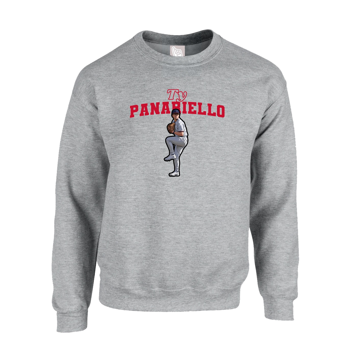 Fleece Crew — Name Arch in Grey