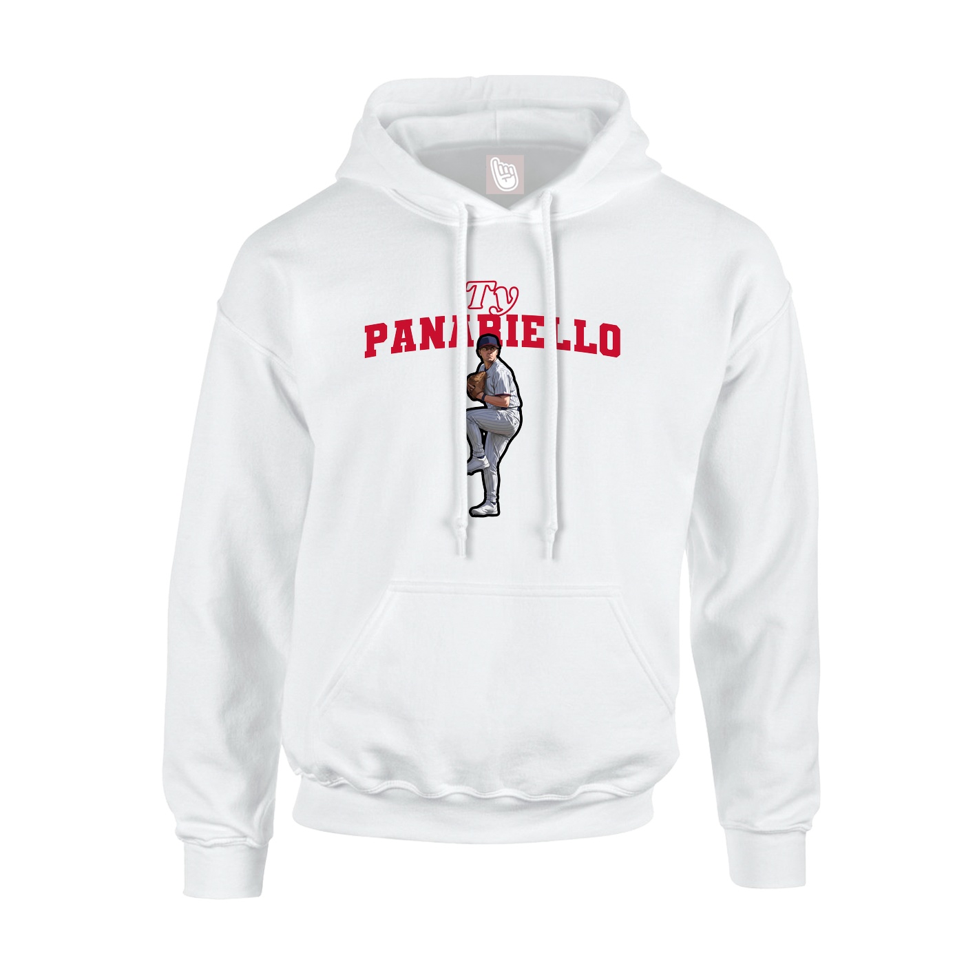 Youth Hoodie — Name Arch in White