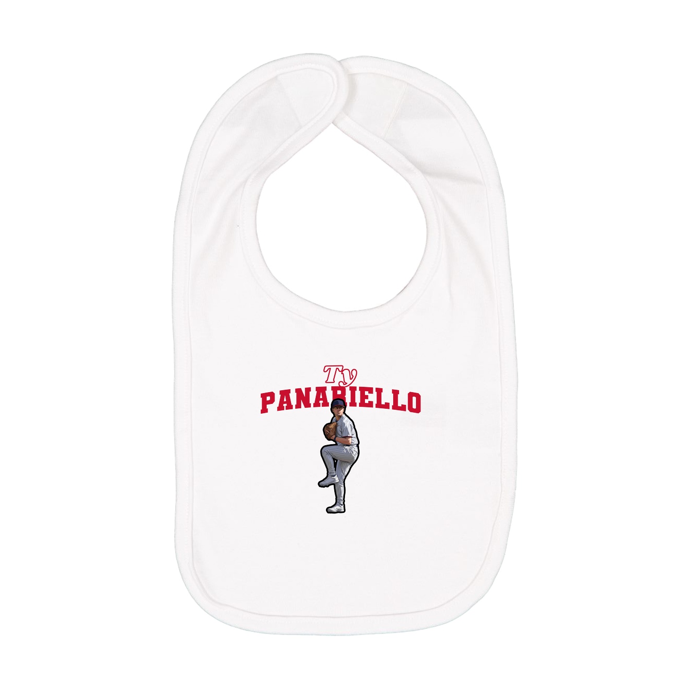 Infant Bib — Name Arch in White