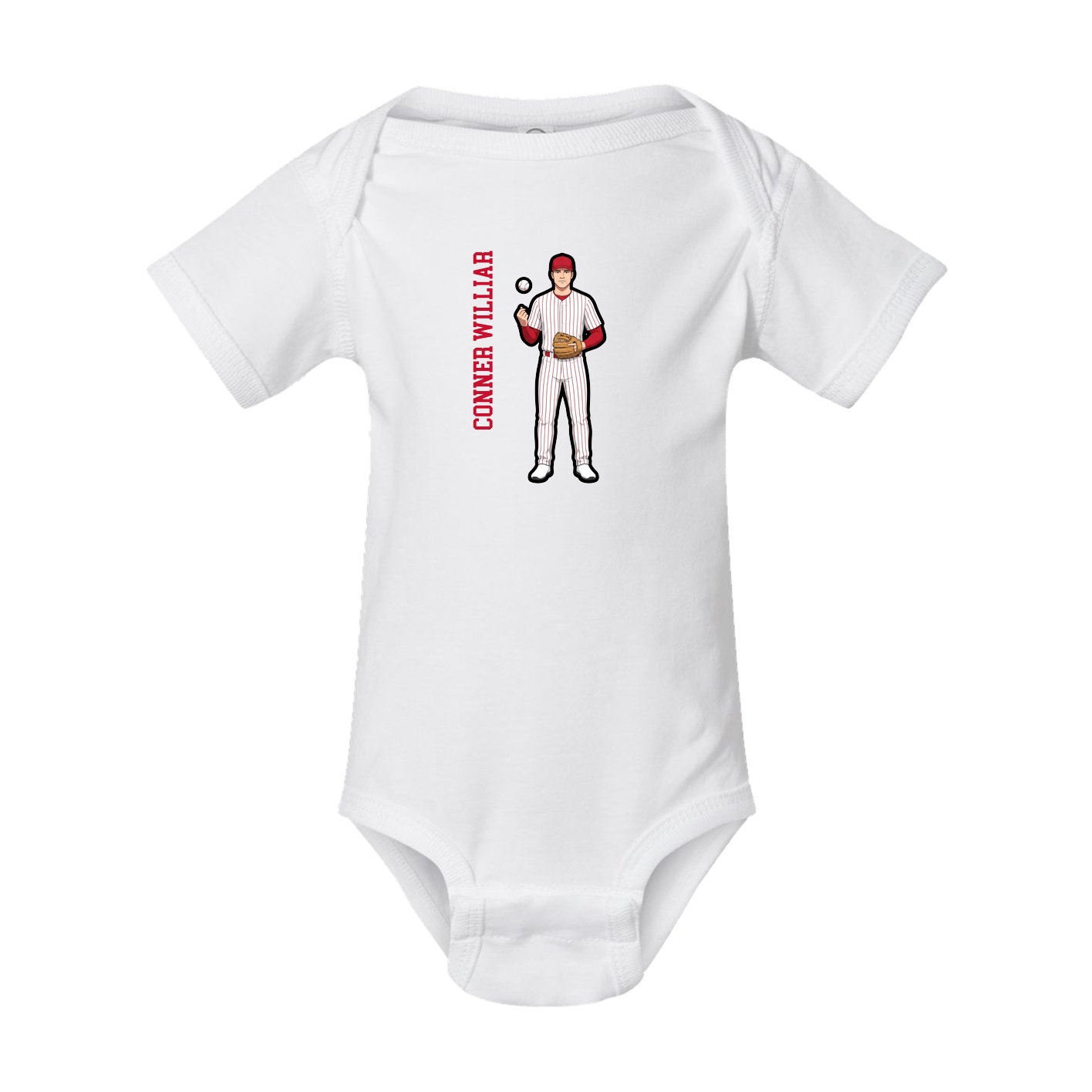 Baby Onesie — Name Vertical in White