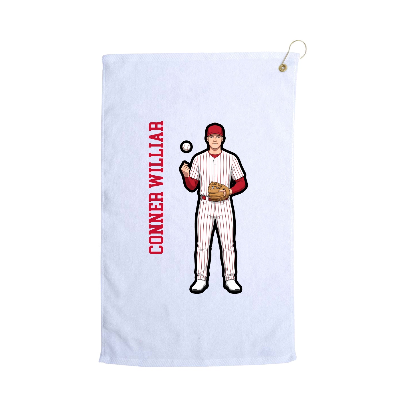 Golf Towel — Name Vertical in White