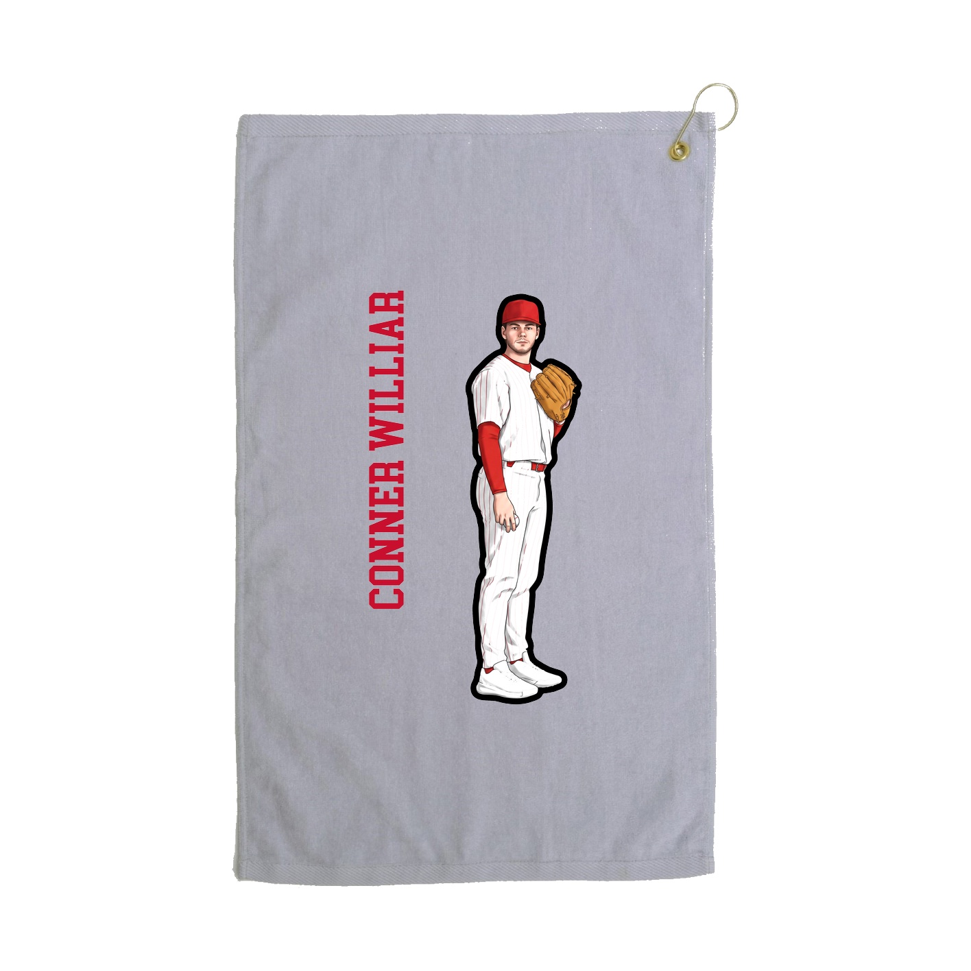 Golf Towel — Name Vertical in Grey