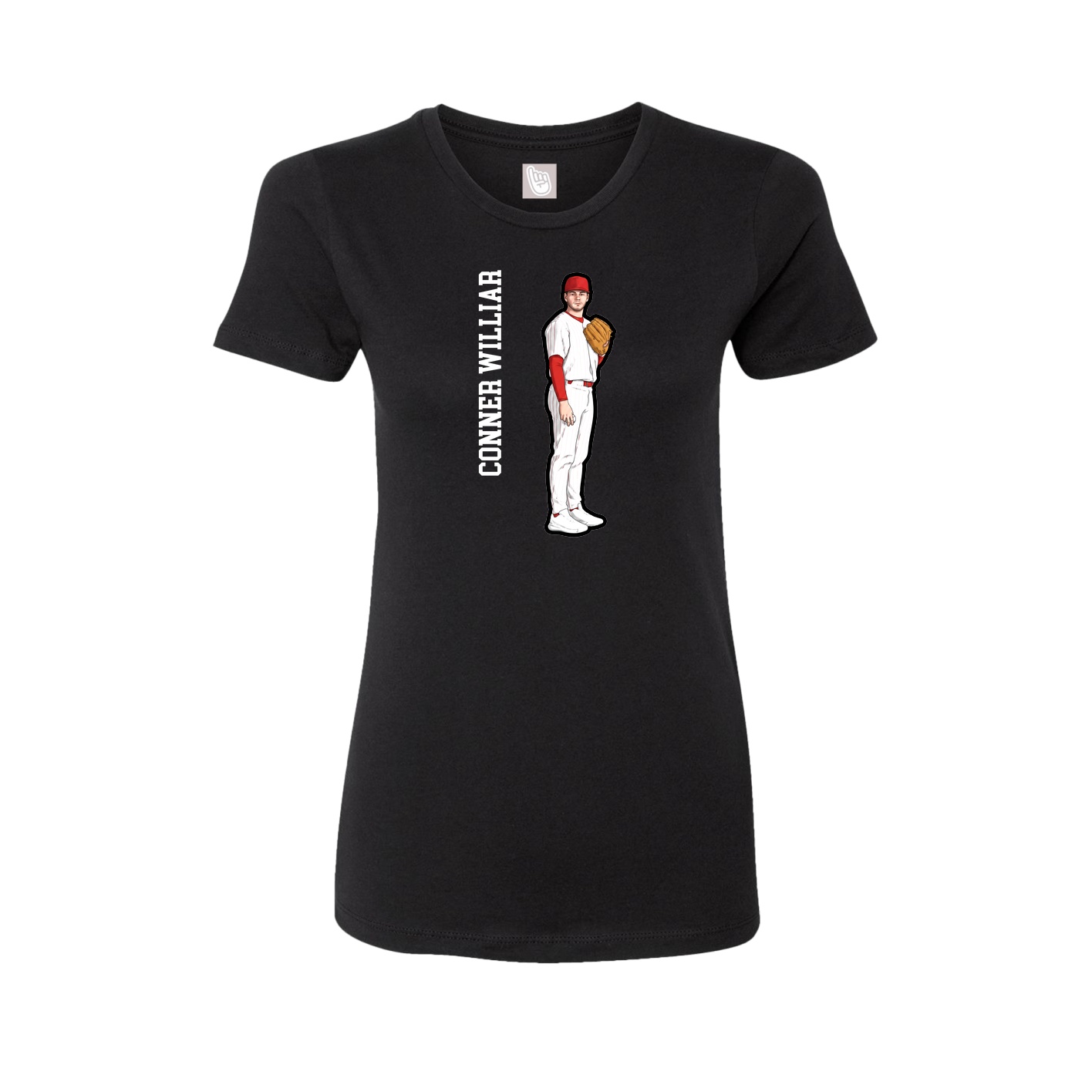 Fitted Women's Tee — Name Vertical in Black