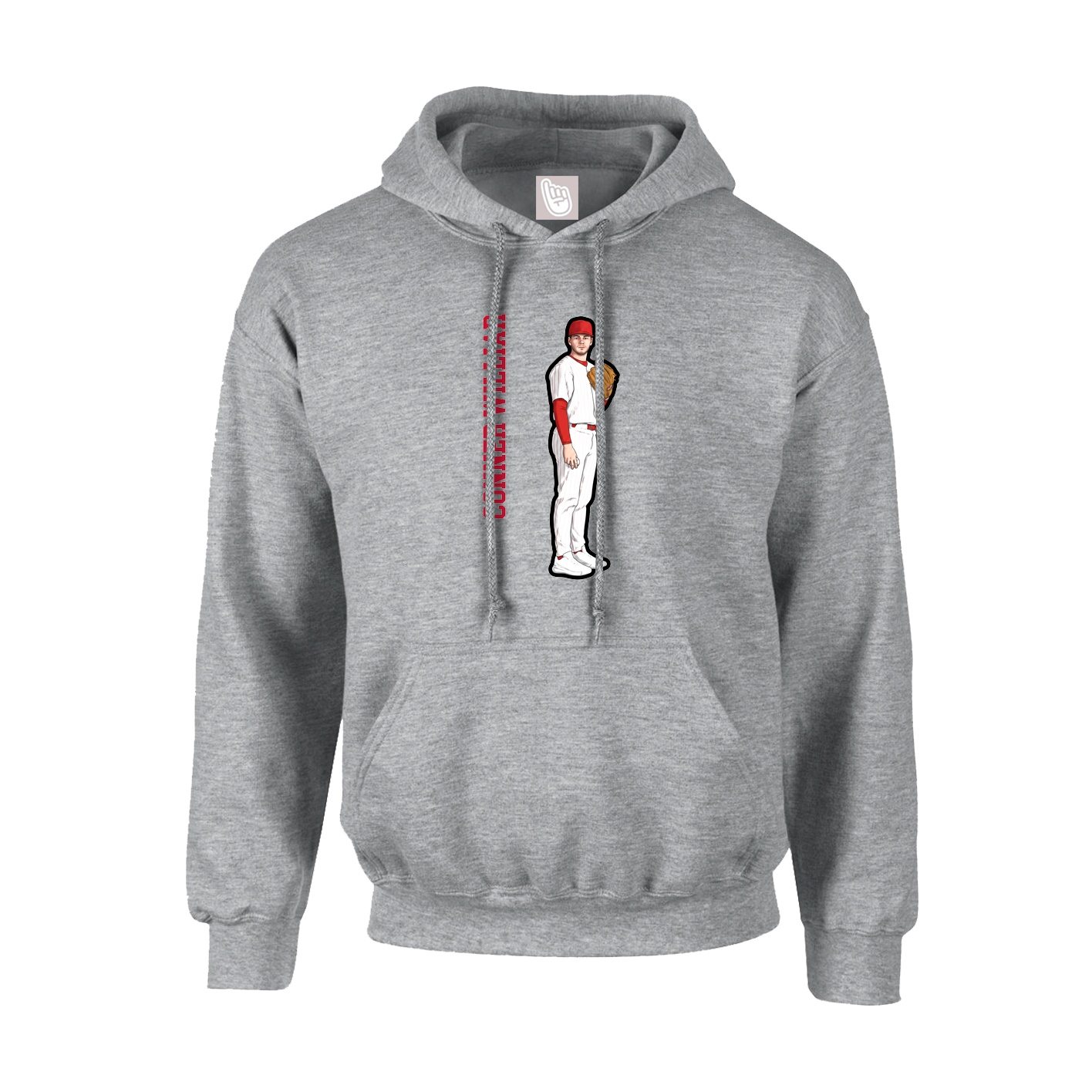 Hoodie — Name Vertical in Grey
