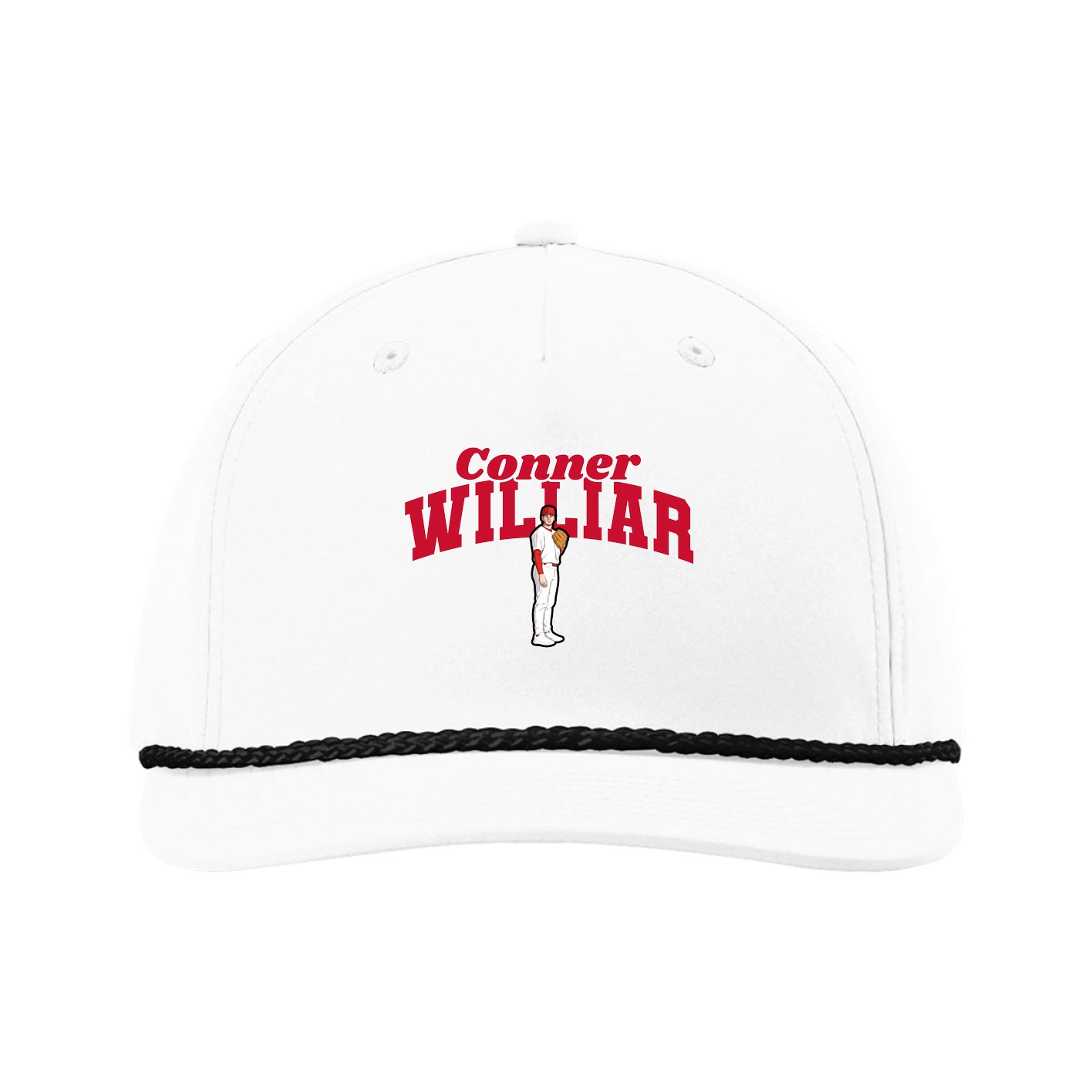 Five-Panel Classic Rope Cap — Signature Arch in White
