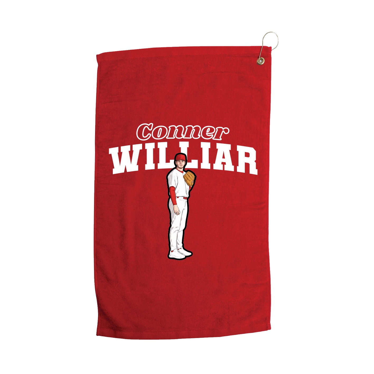 Golf Towel — Name Arch in Red
