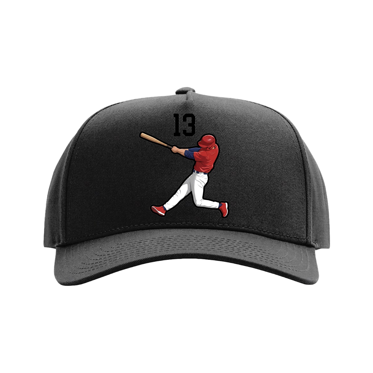 Full Fabric Five-Panel Champ Cap — Number Top in Black