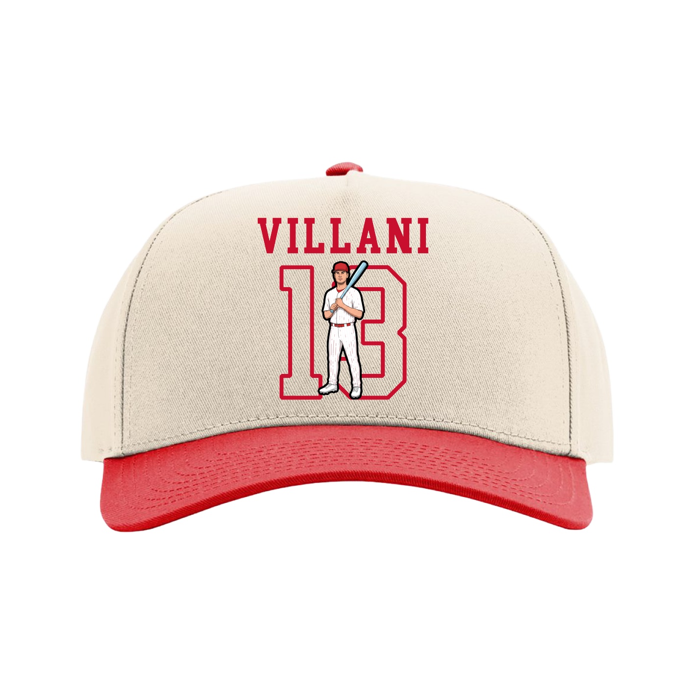 Full Fabric Five-Panel Champ Cap — Shirsey in Cream/Red