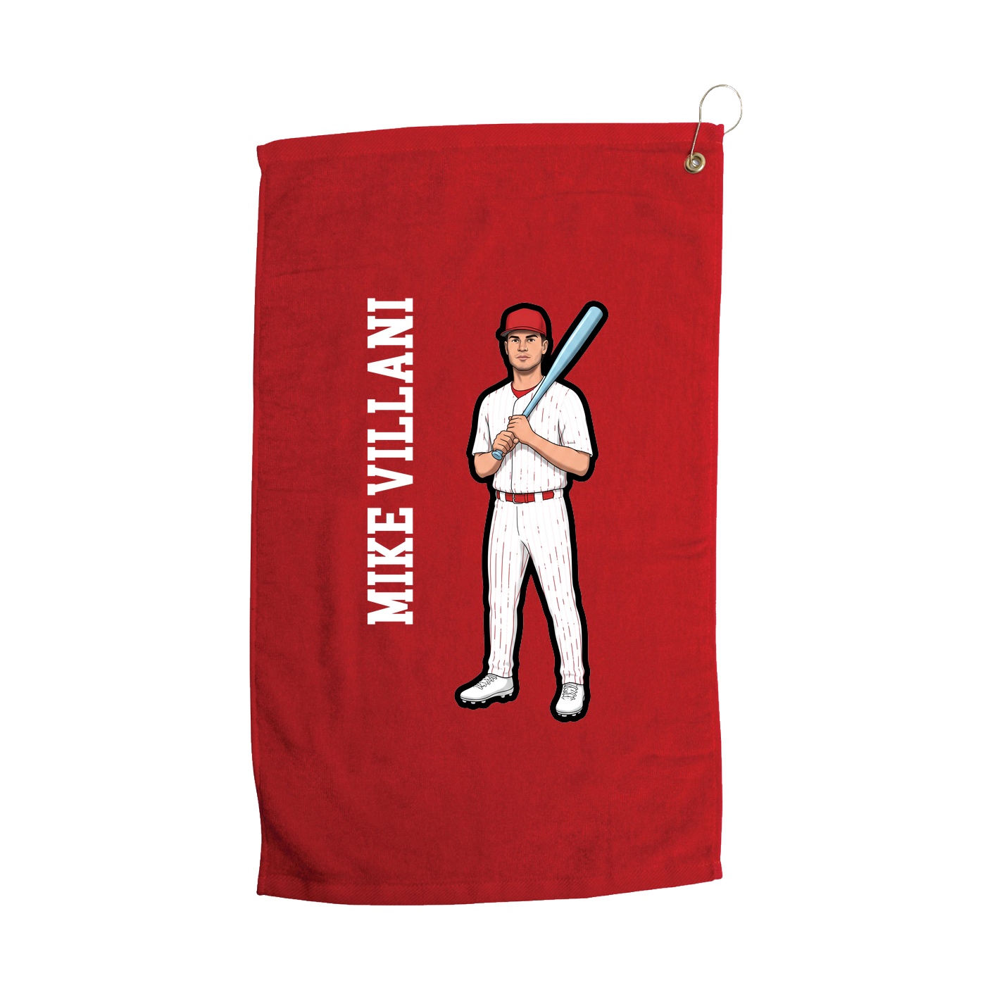 Golf Towel — Name Vertical in Red
