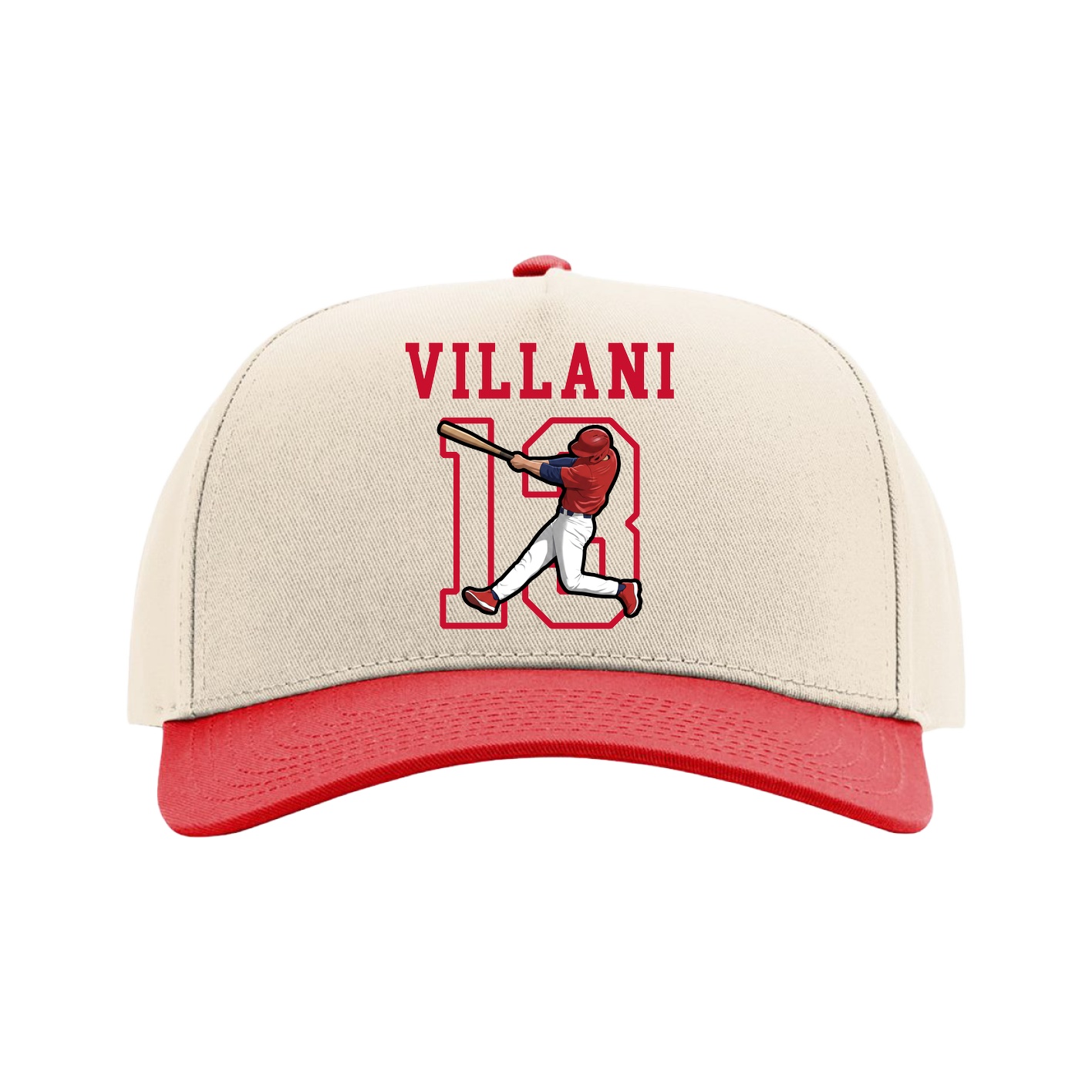 Full Fabric Five-Panel Champ Cap — Shirsey in Cream/Red