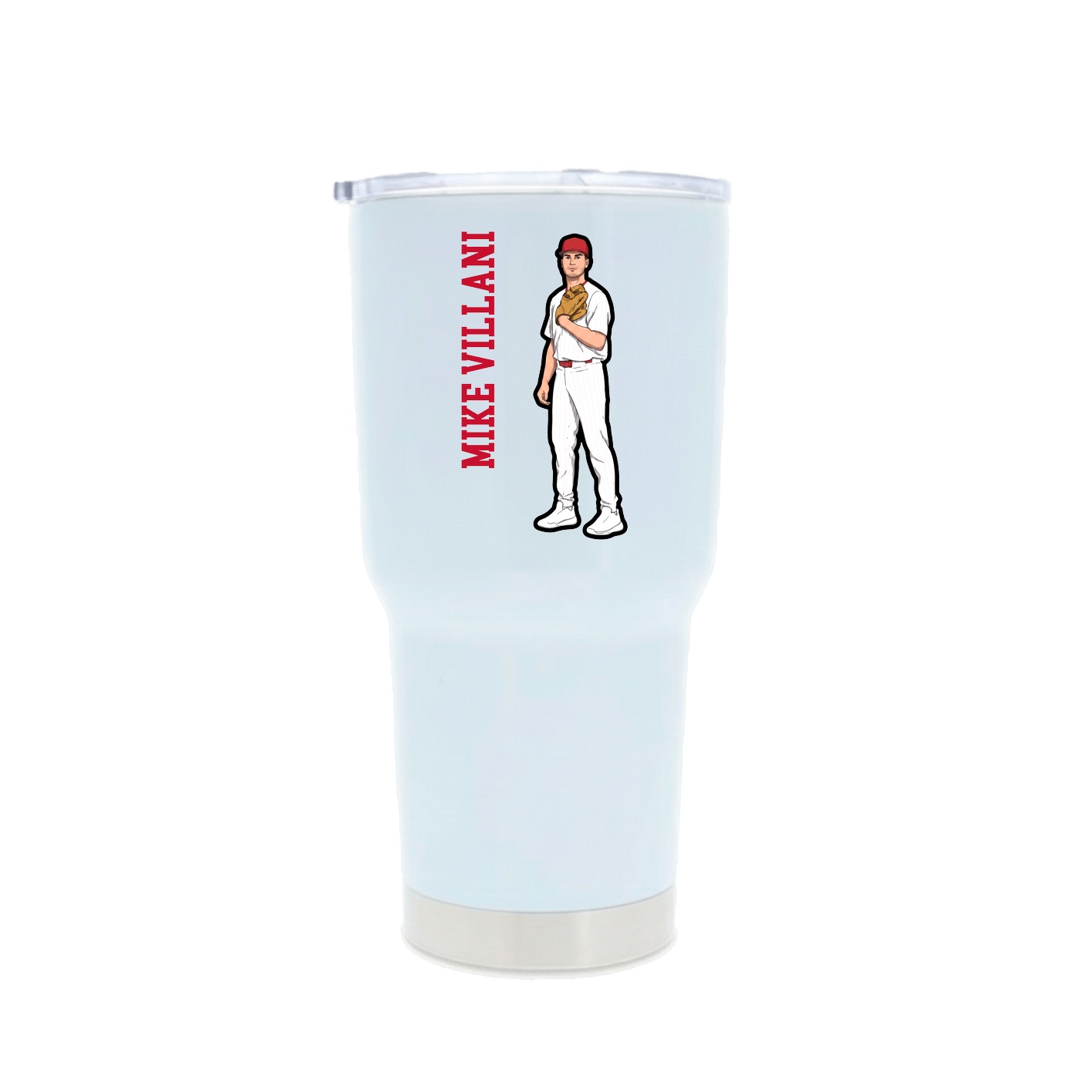 30oz Stainless Steel Tumbler — Name Vertical in White