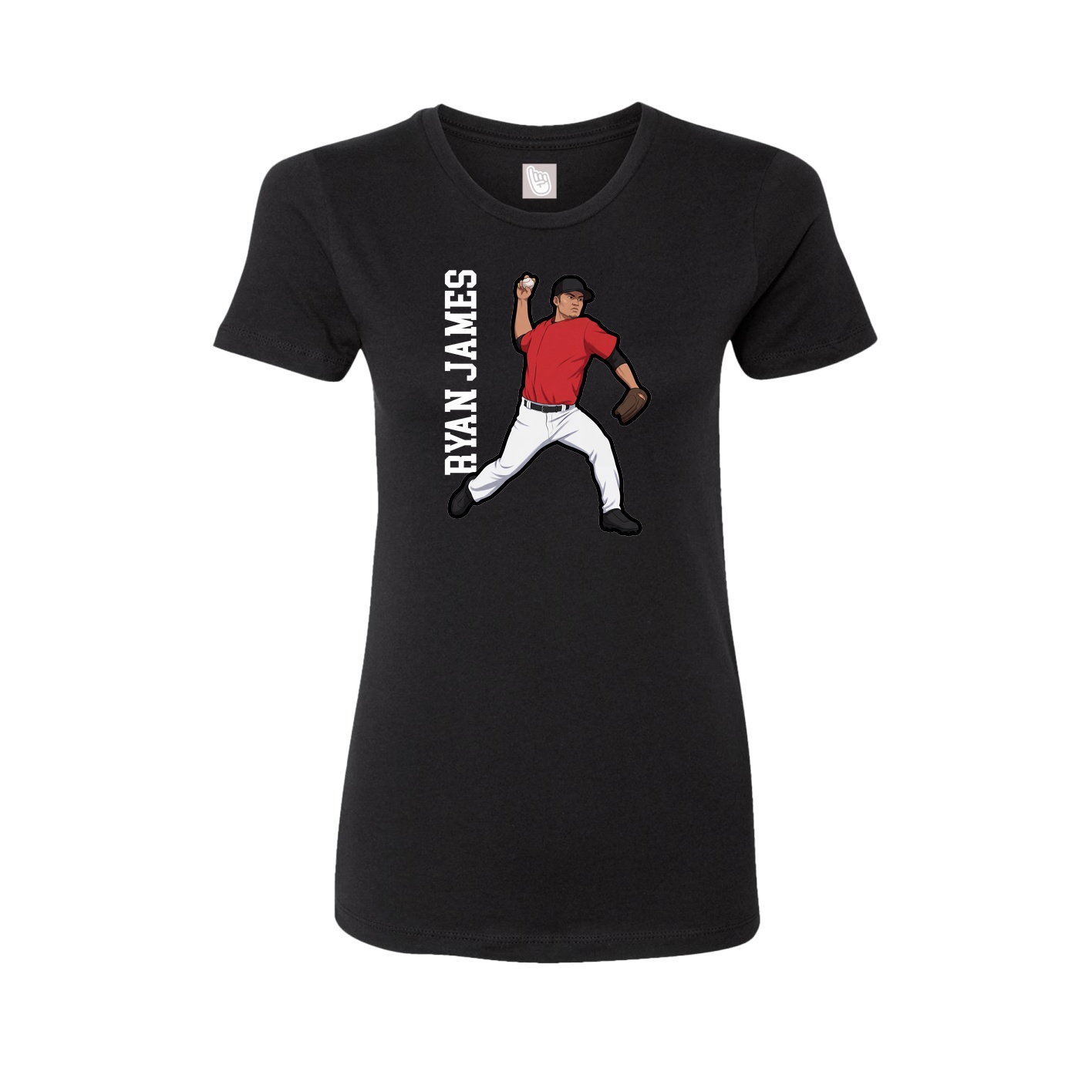 Fitted Women's Tee — Name Vertical in Black