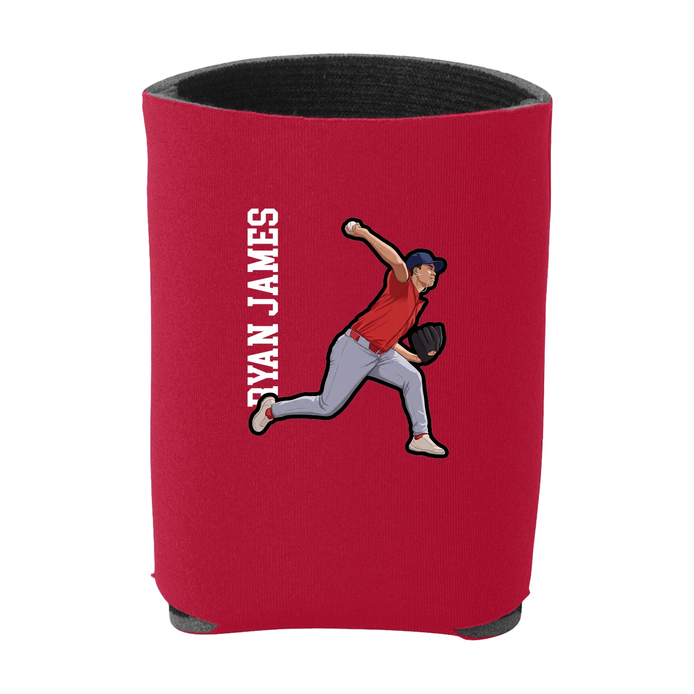 Can Holder — Name Vertical in Red