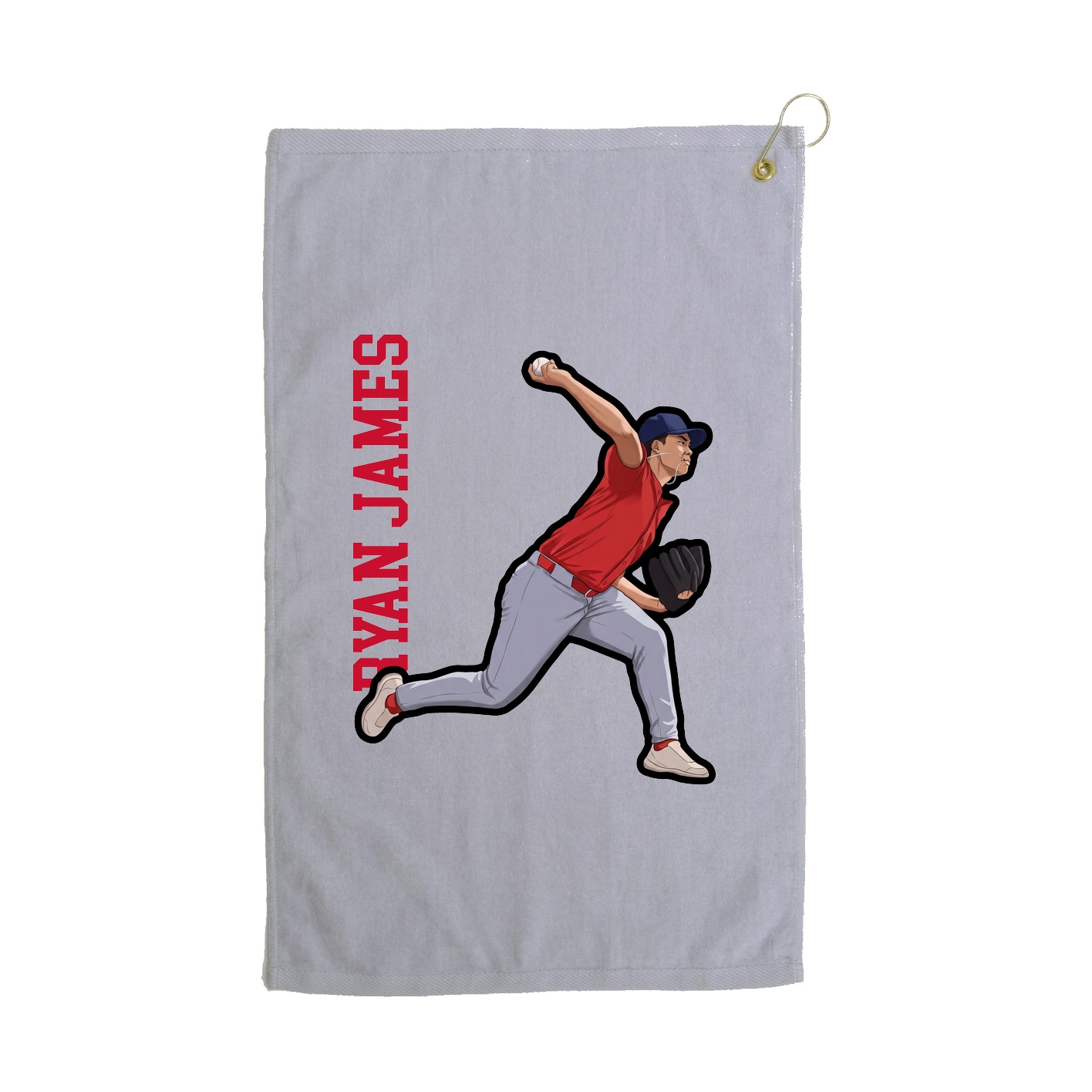 Golf Towel — Name Vertical in Grey