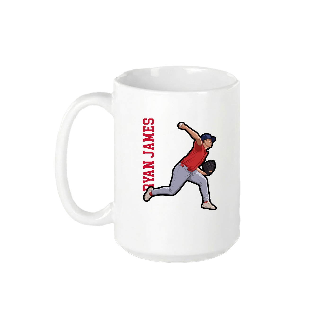 15oz Coffee Mug — Name Vertical in White