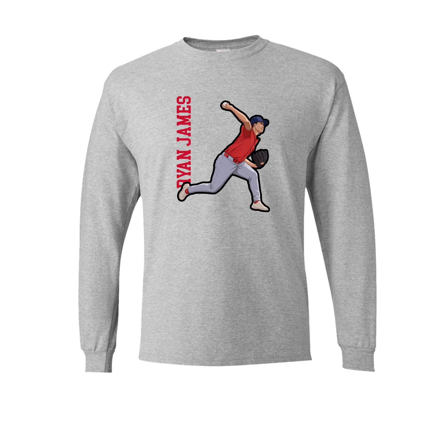 Long Sleeve Tee — Name Vertical in Grey