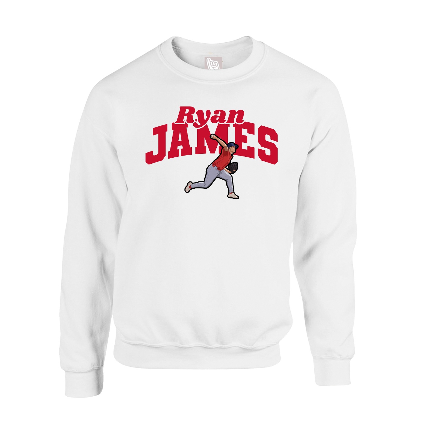 Fleece Crew — Signature Arch in White