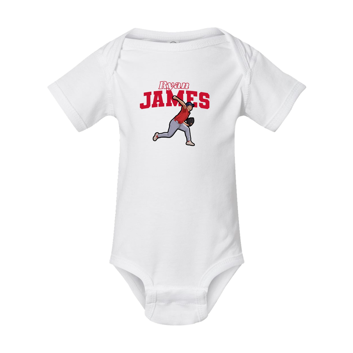Baby Onesie — Name Arch in White