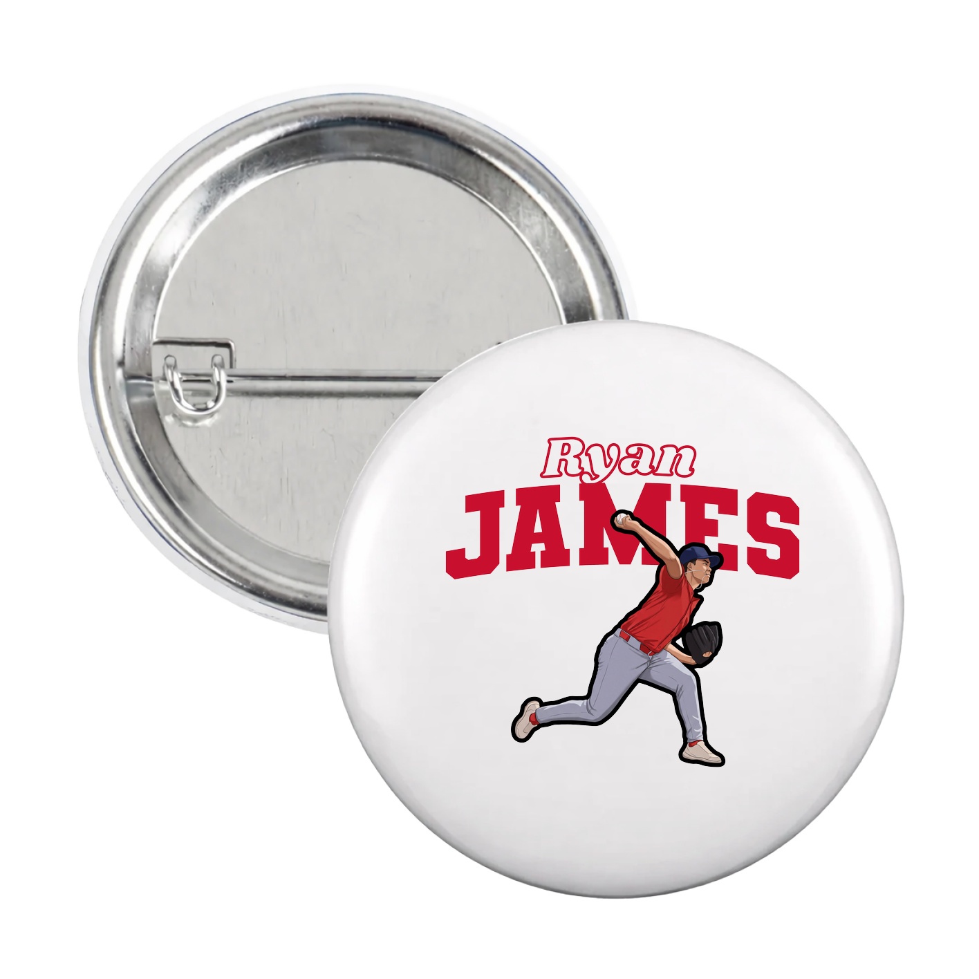 Game Day Button — Name Arch in White