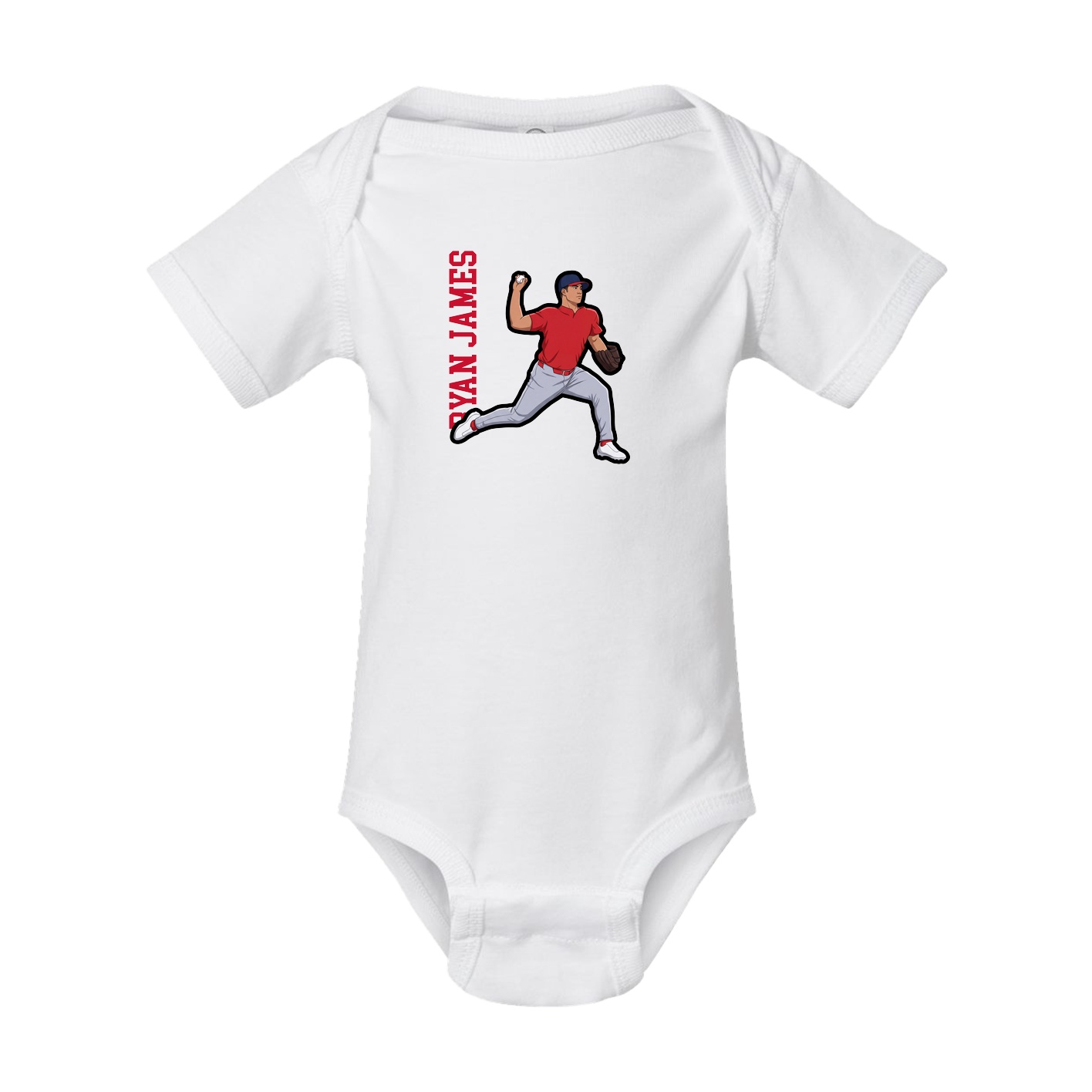 Baby Onesie — Name Vertical in White