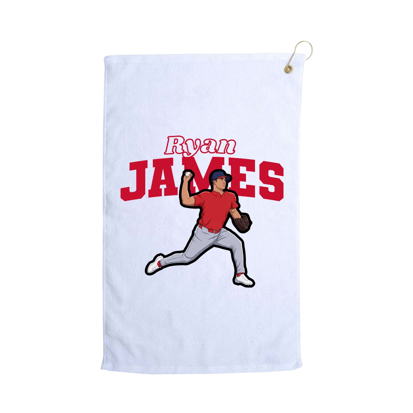 Golf Towel — Name Arch in White