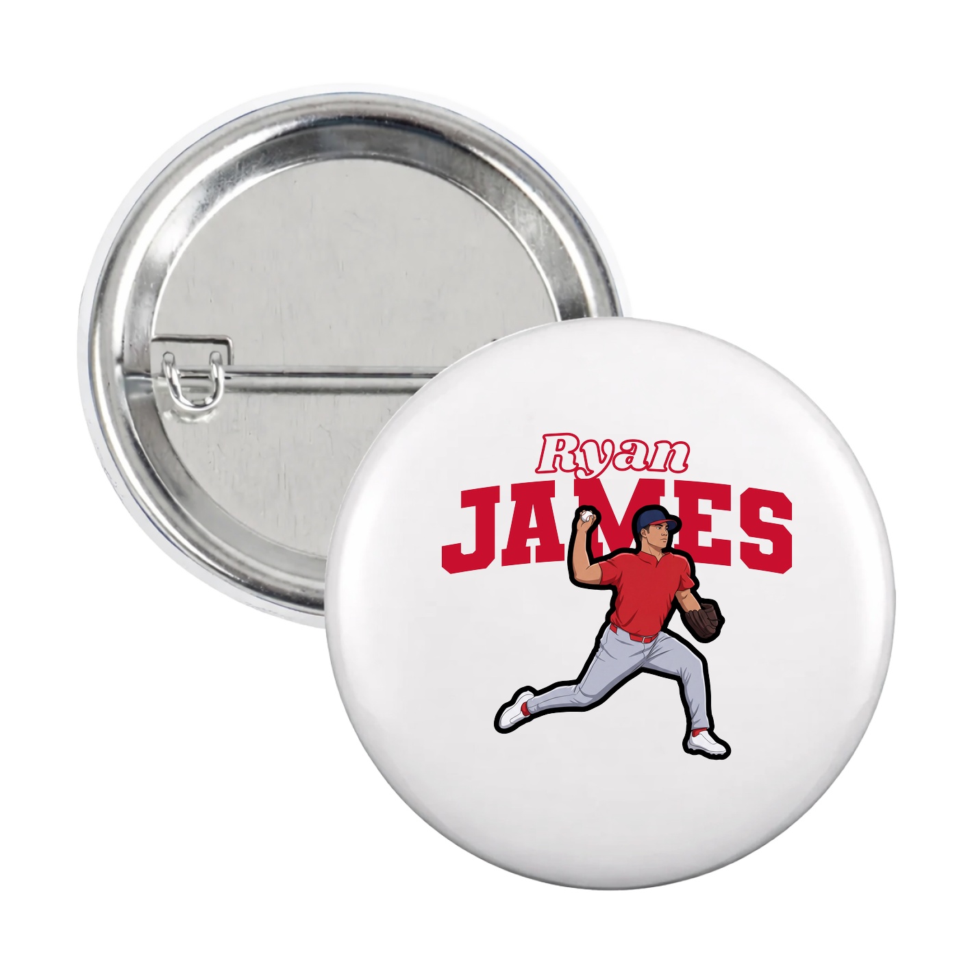 Game Day Button — Name Arch in White