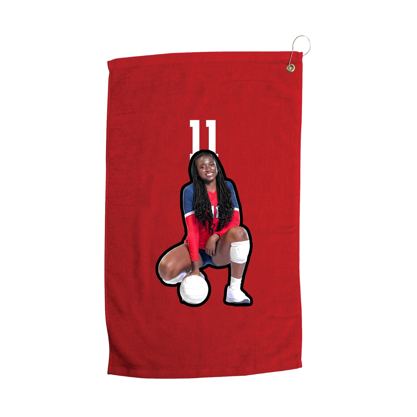 Golf Towel — Number Top in Red