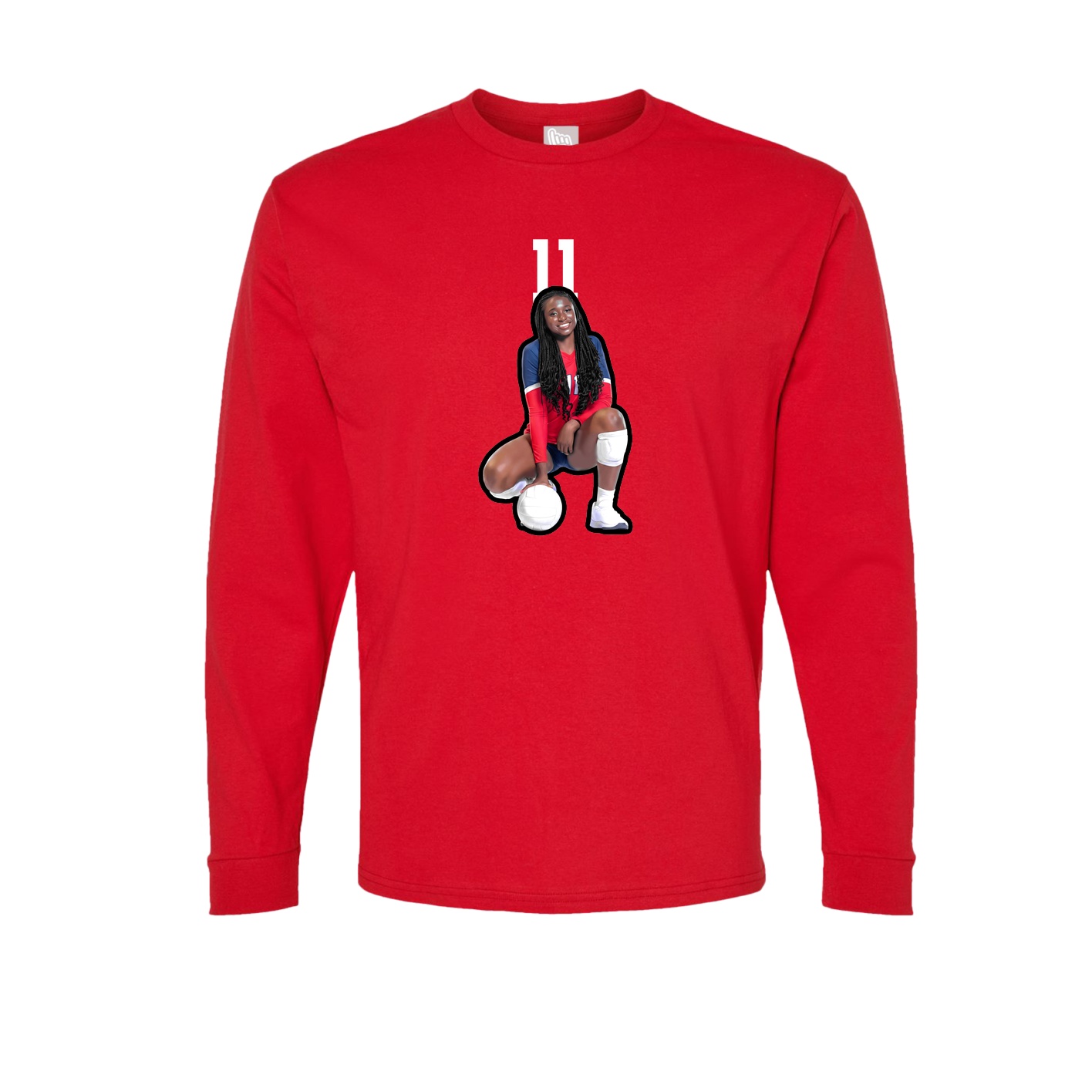 Long Sleeve Tee — Number Top in Red