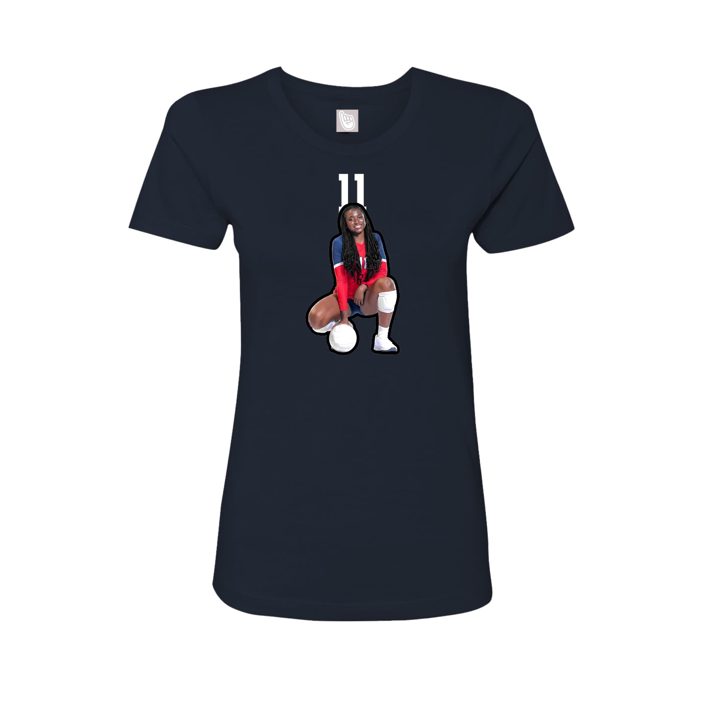 Fitted Women's Tee — Number Top in Navy
