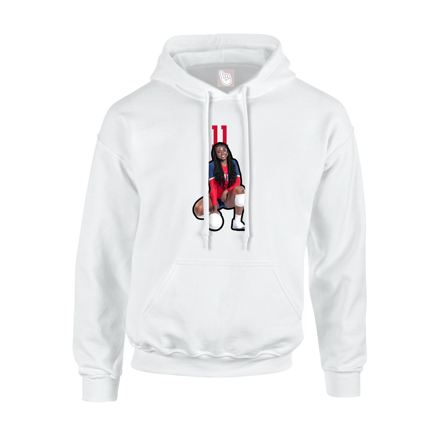 Youth Hoodie — Number Top in White