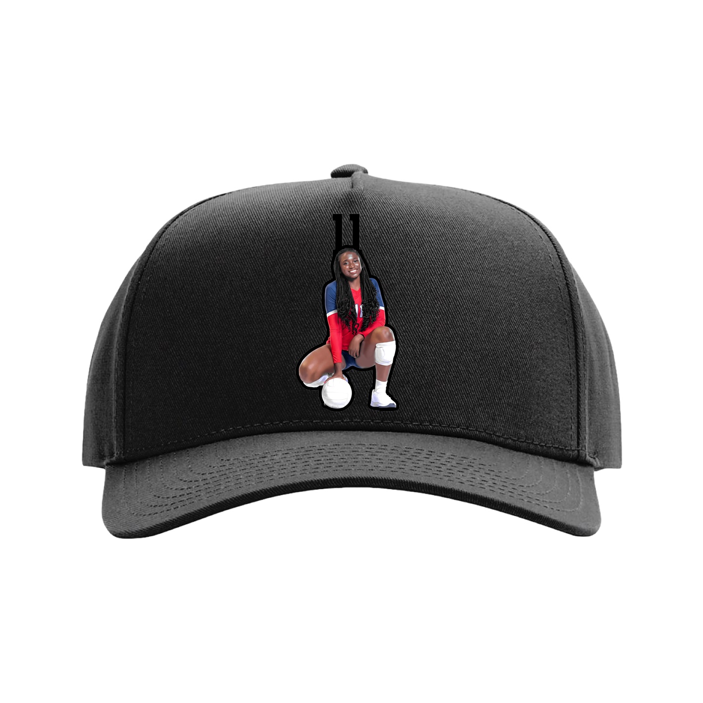 Full Fabric Five-Panel Champ Cap — Number Top in Black
