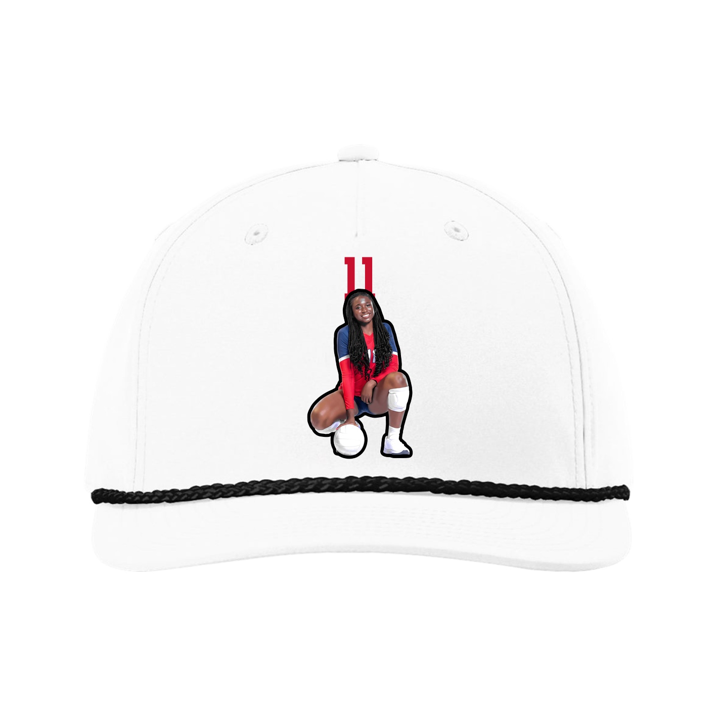 Five-Panel Classic Rope Cap — Number Top in White