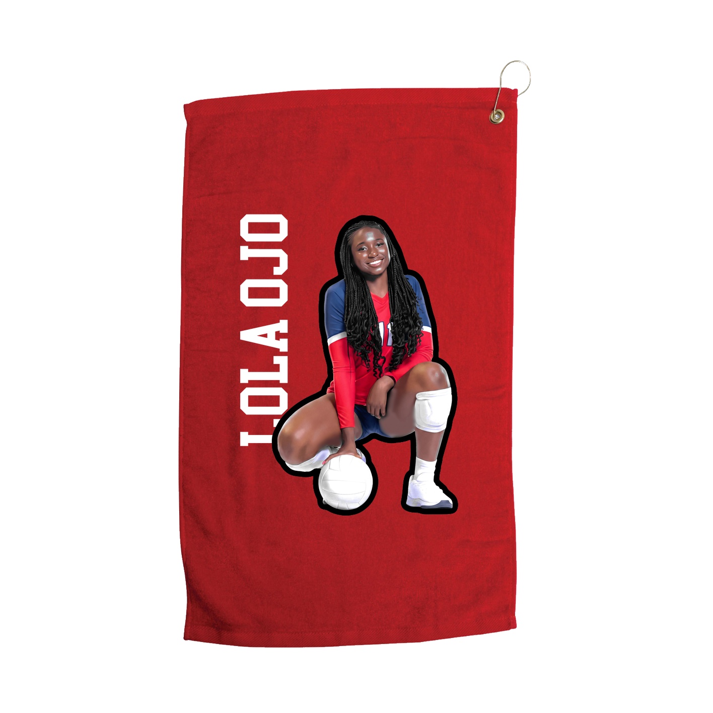 Golf Towel — Name Vertical in Red