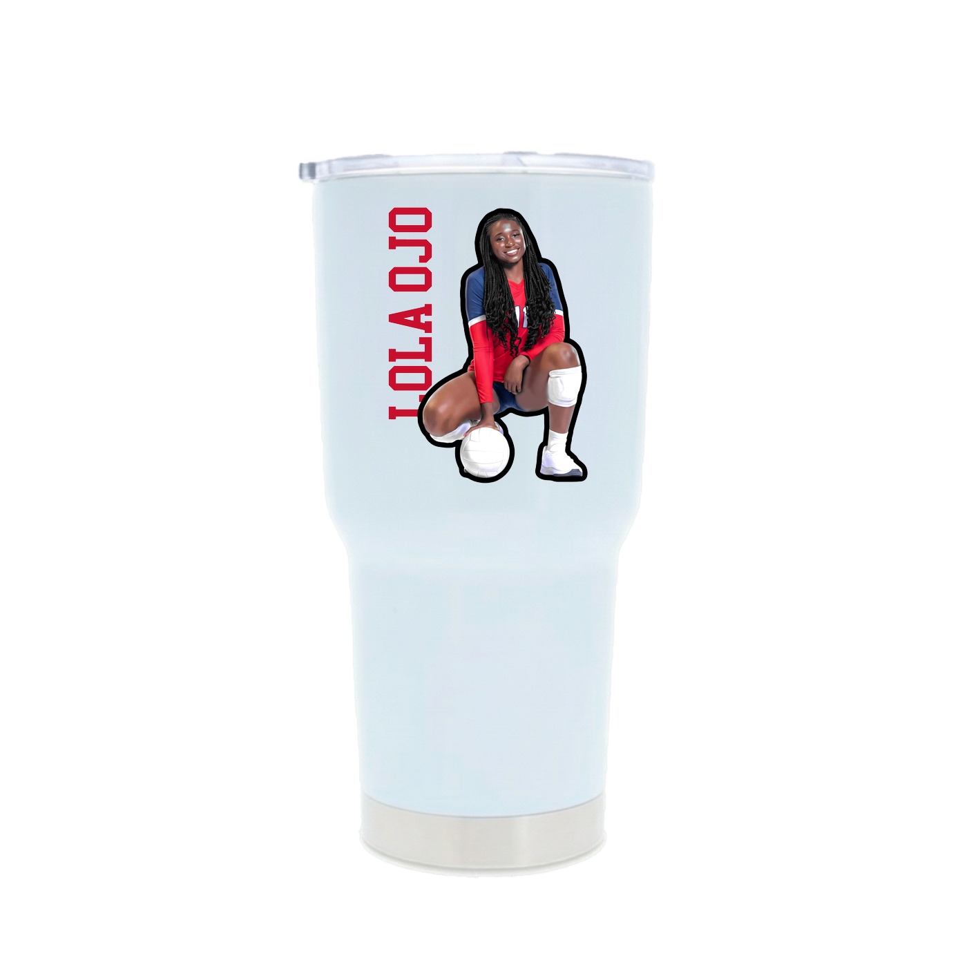 30oz Stainless Steel Tumbler — Name Vertical in White