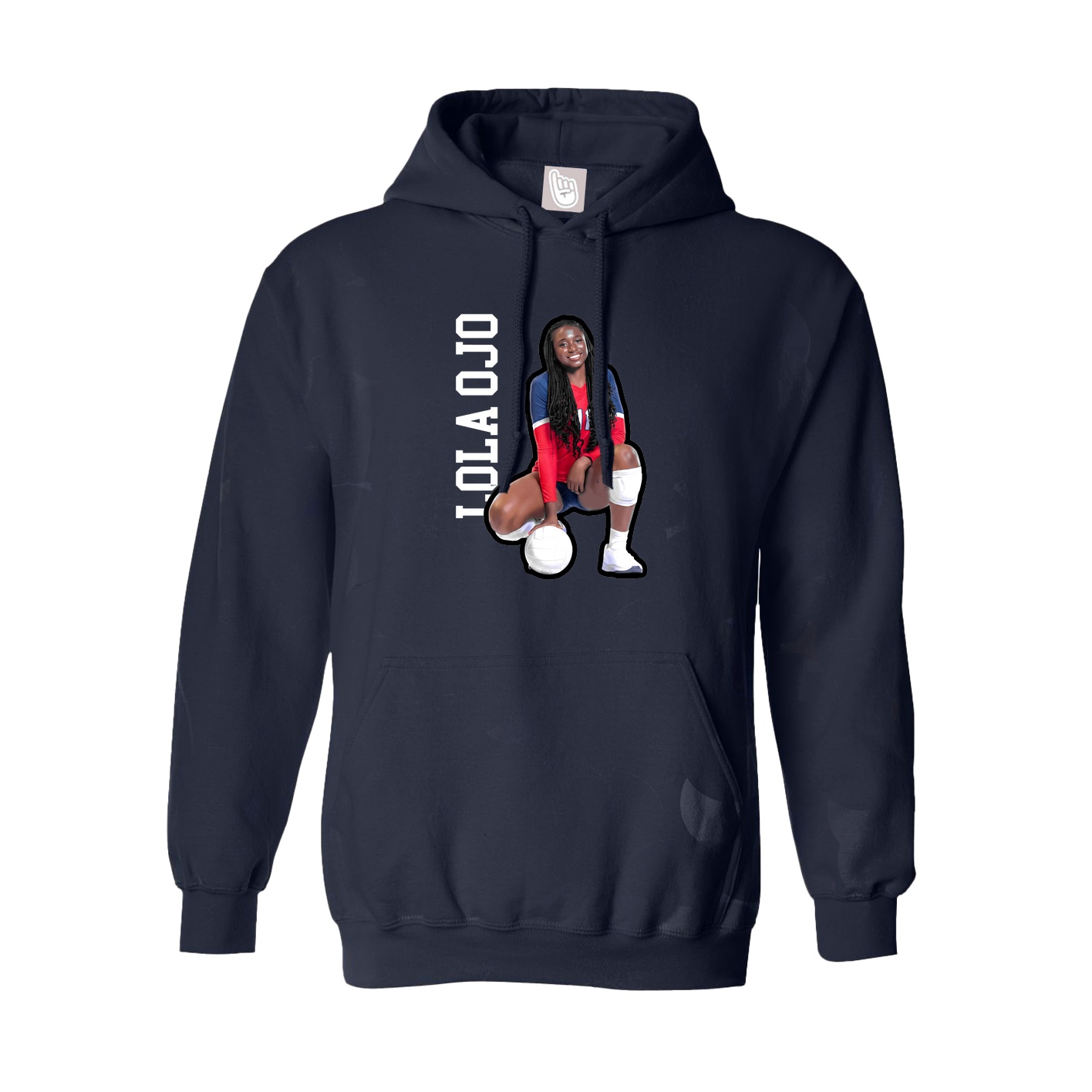 Hoodie — Name Vertical in Navy