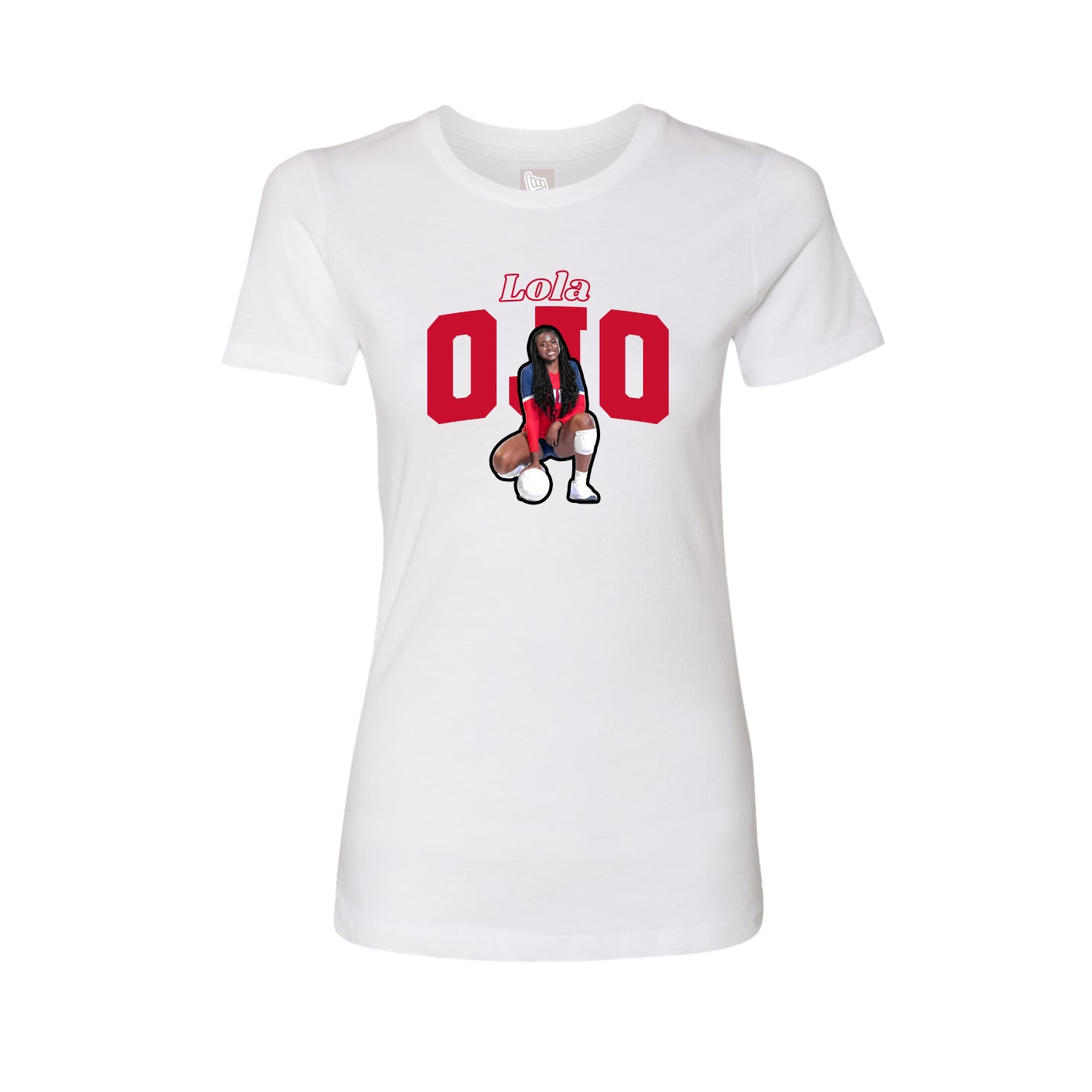 Fitted Women's Tee — Name Arch in White