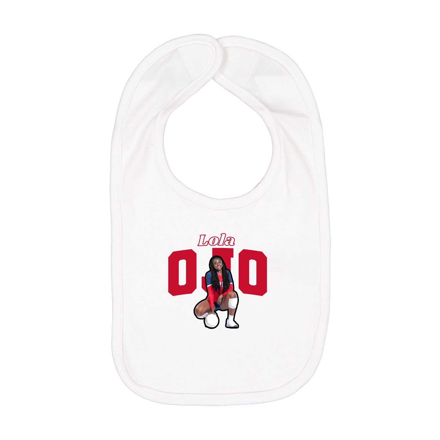 Infant Bib — Name Arch in White