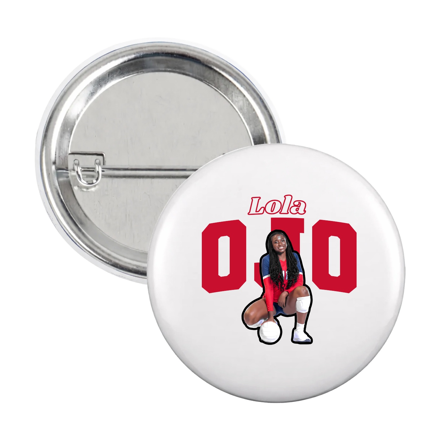 Game Day Button — Name Arch in White