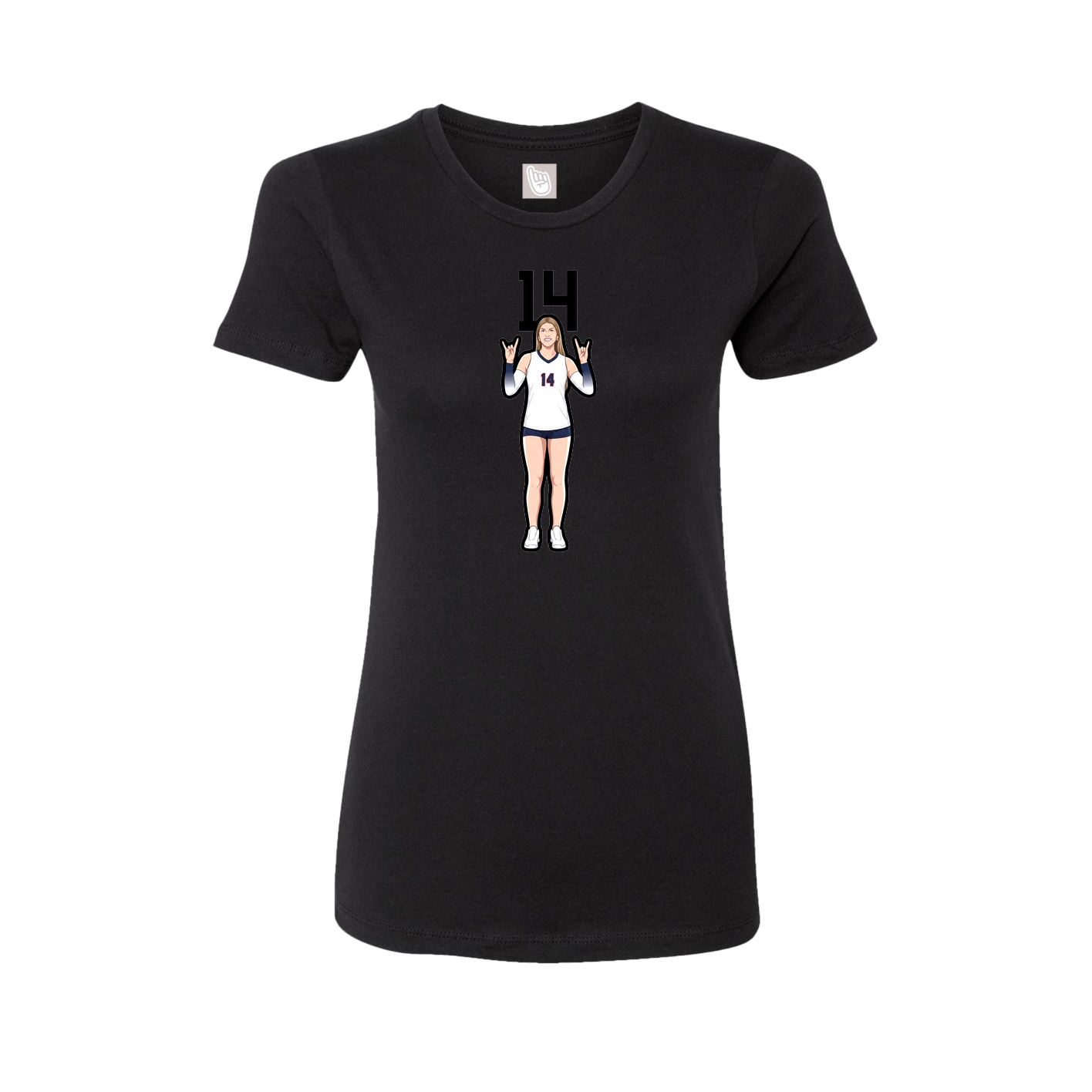 Fitted Women's Tee — Number Top in Black