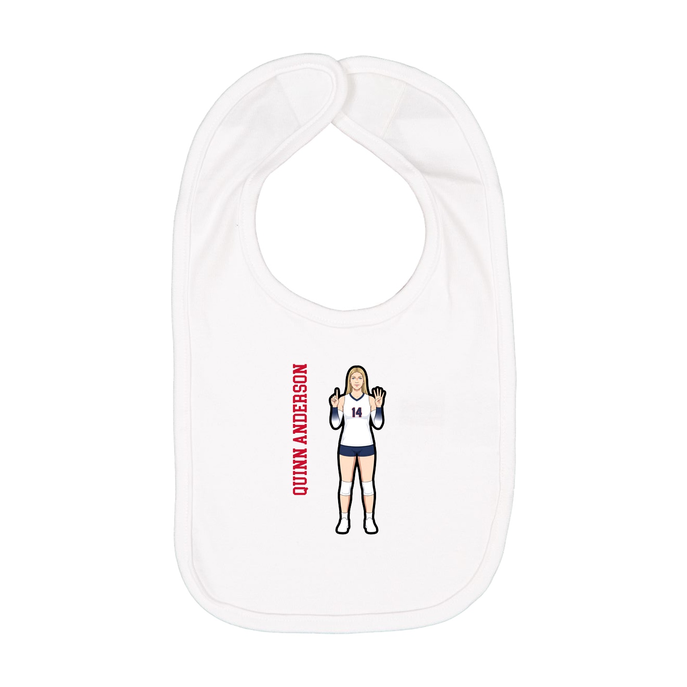 Infant Bib — Name Vertical in White